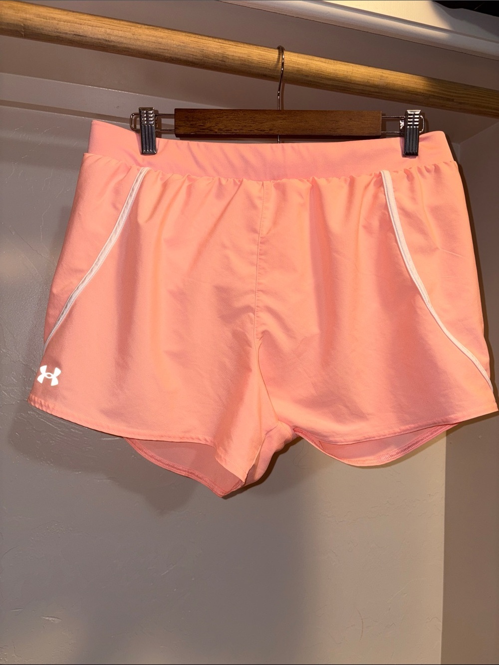 Under Armour Coral Women's Athletic Shorts with White Trim